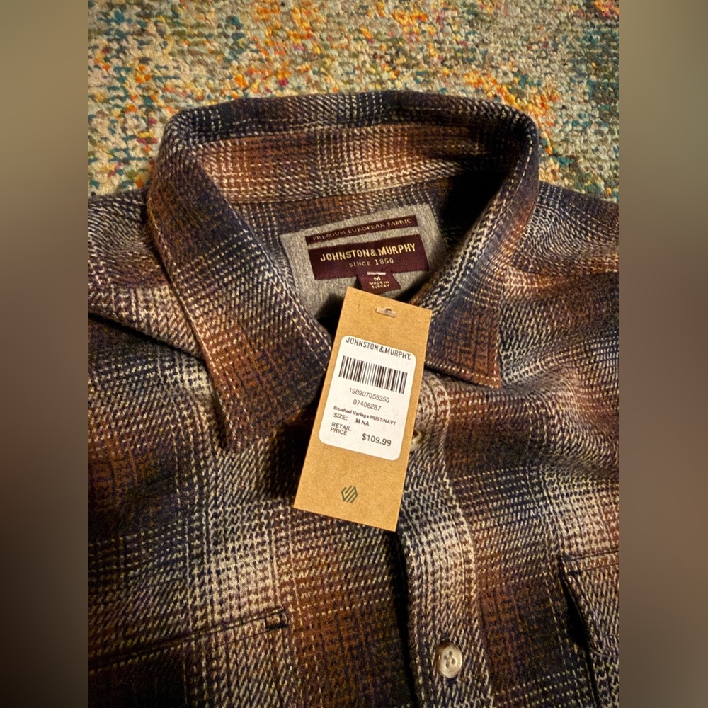 NWT Johnston & Murphy Plaid Shirt